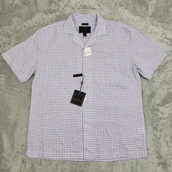 Jos. A. Bank Other - Jos A Bank Reserve Tailored Fit Shirt Mens Medium Purple Check Linen Blend (NWT)